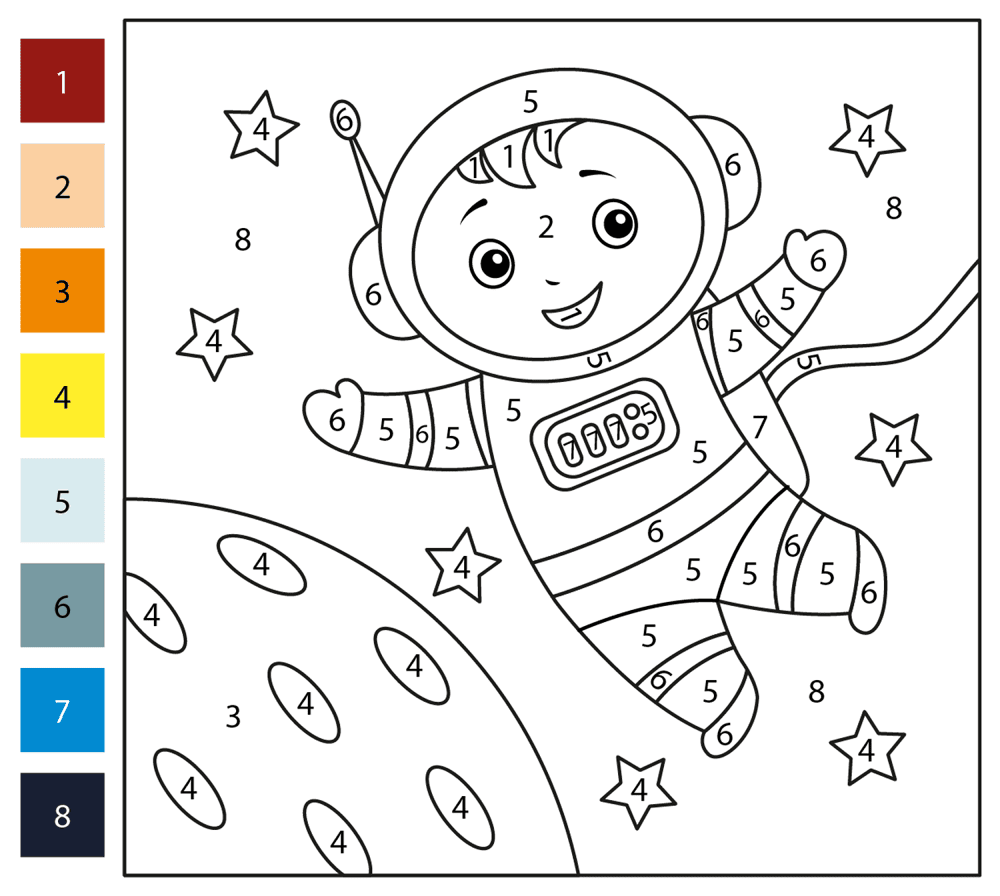 Astronaut Color By Number Coloring Page Md Coloring Page — Free Printable — free printable coloring page
